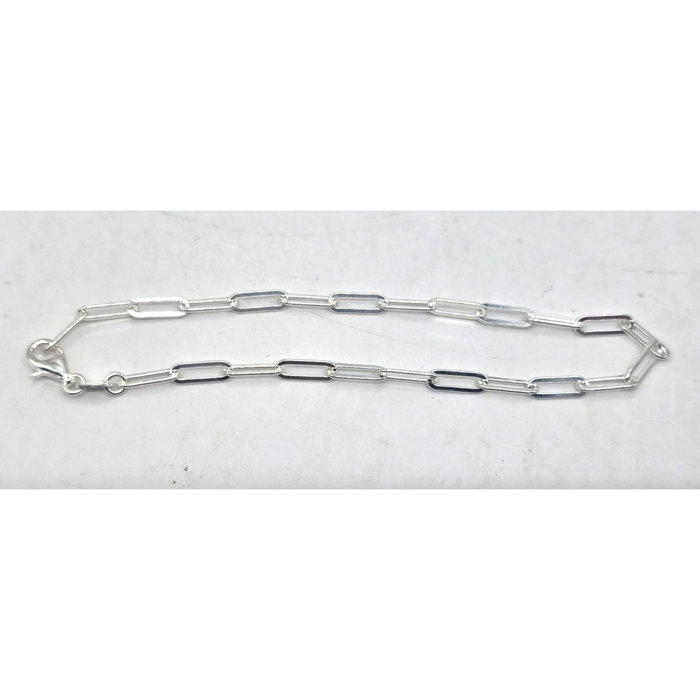 Sterling Silver Paper Clip Chain Bracelet 3.2 mm Size 6.75 Adjustable Italy NWOT - Picture 7 of 10